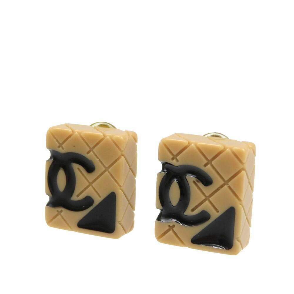 CHANEL Black Logo Earrings